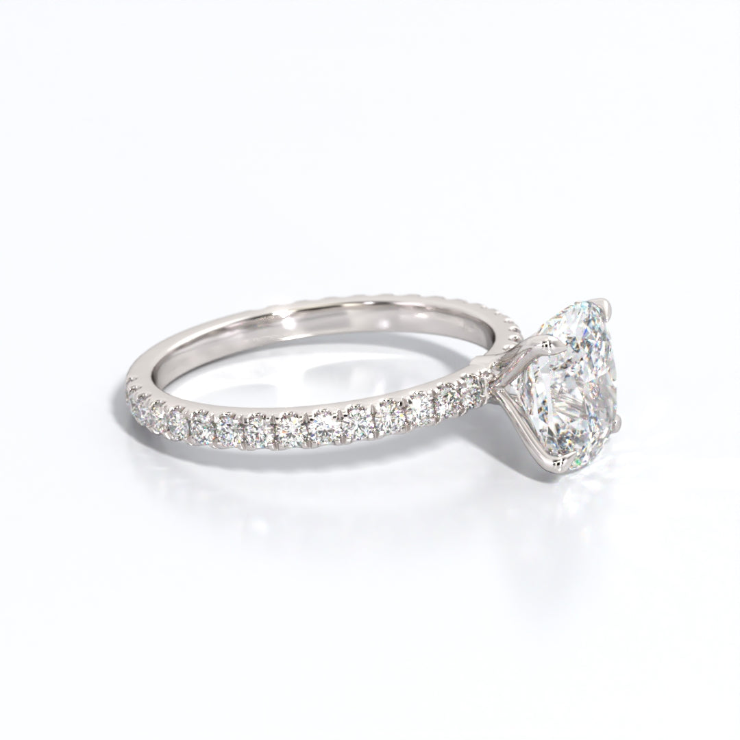 2.5 ctw Elongated Cushion Lab Grown Diamond Band Engagement Ring