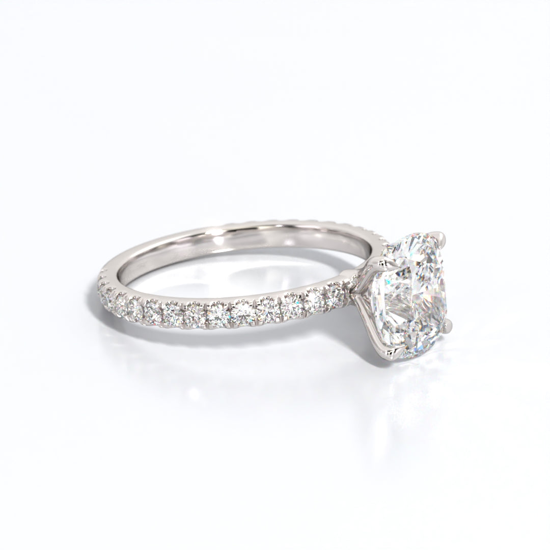 2.5 ctw Elongated Cushion Lab Grown Diamond Band Engagement Ring