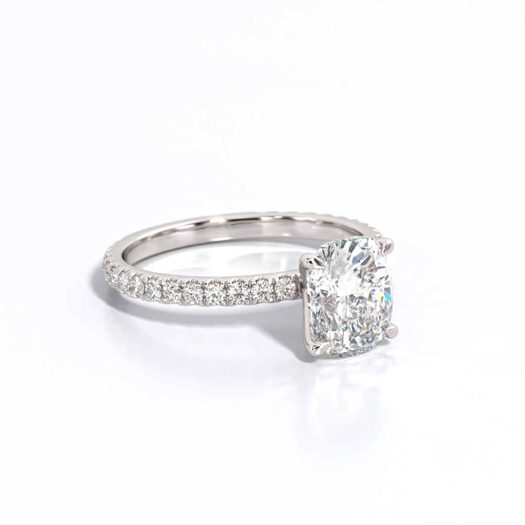 2.5 ctw Elongated Cushion Lab Grown Diamond Band Engagement Ring