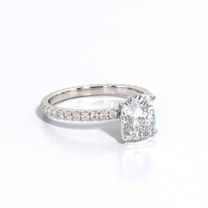 2.5 ctw Elongated Cushion Lab Grown Diamond Band Engagement Ring