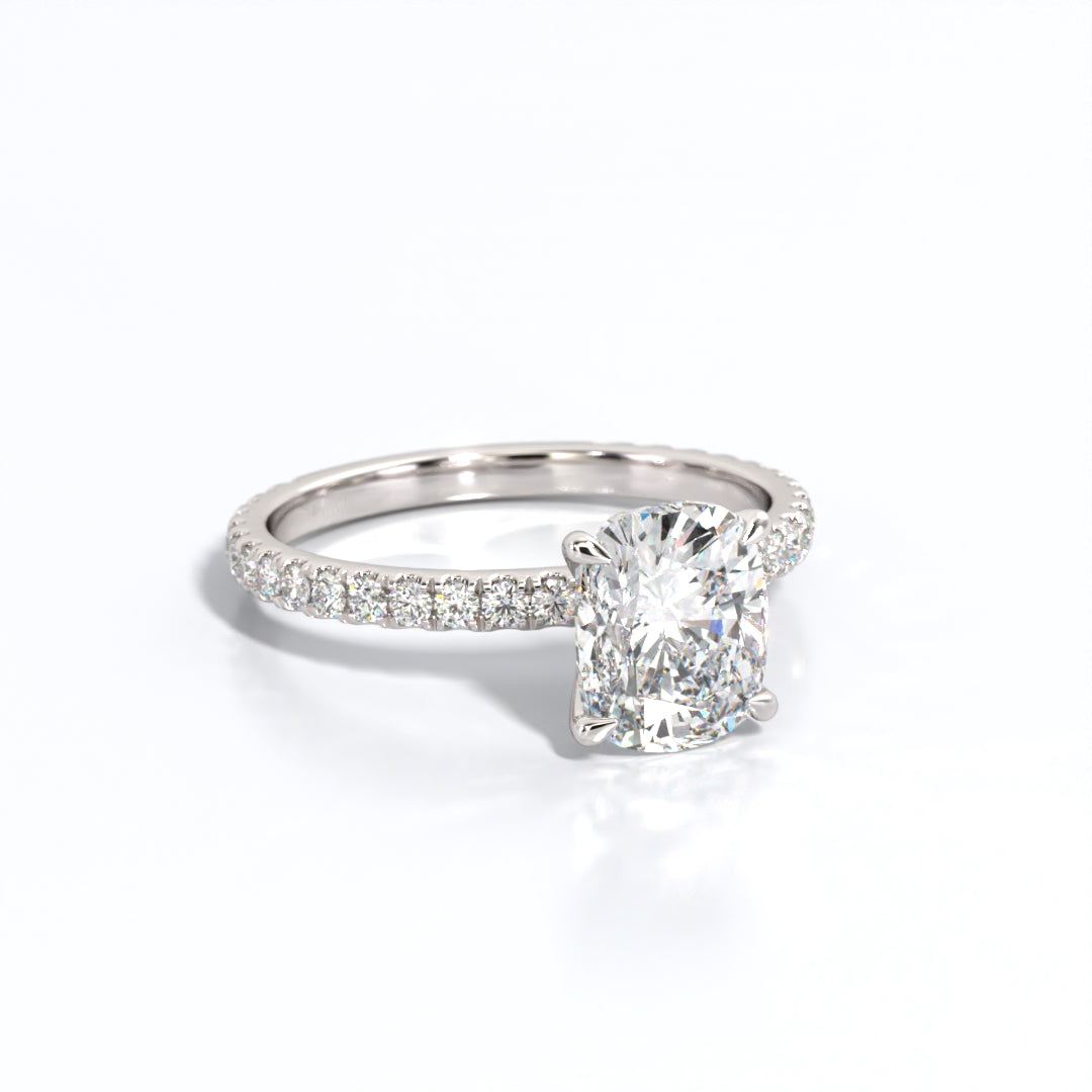 2.5 ctw Elongated Cushion Lab Grown Diamond Band Engagement Ring