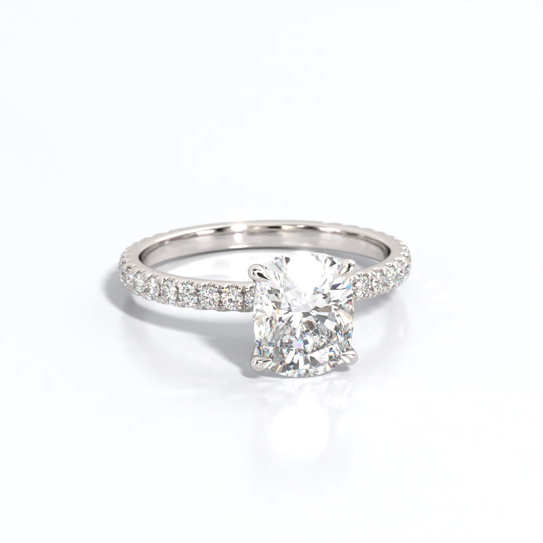 2.5 ctw Elongated Cushion Lab Grown Diamond Band Engagement Ring