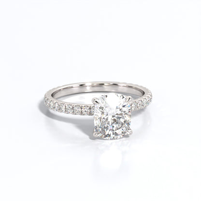 2.5 ctw Elongated Cushion Lab Grown Diamond Band Engagement Ring