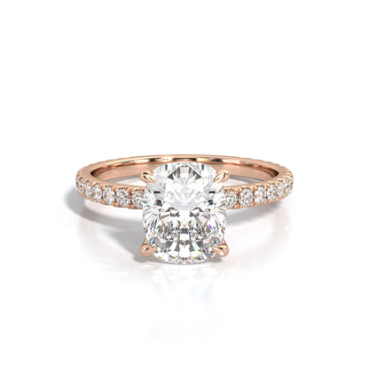 2.5 ctw Elongated Cushion Lab Grown Diamond Band Engagement Ring