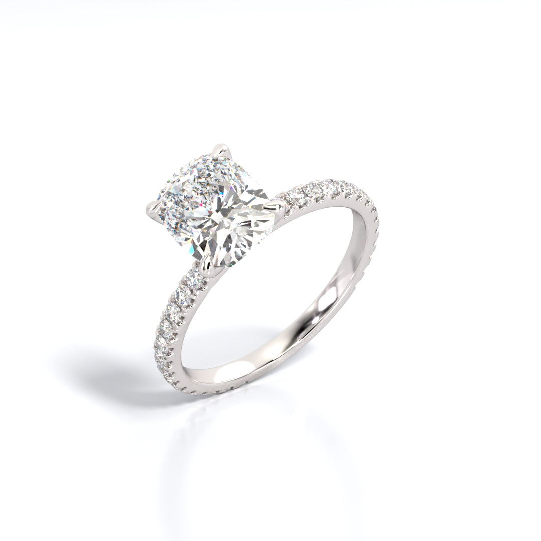 2.5 ctw Elongated Cushion Lab Grown Diamond Band Engagement Ring