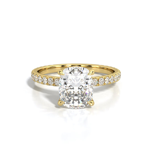 2.5 ctw Elongated Cushion Lab Grown Diamond Band Engagement Ring