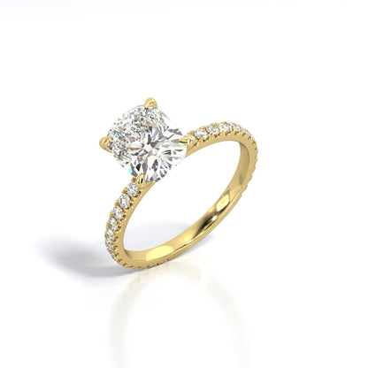 2.5 ctw Elongated Cushion Lab Grown Diamond Band Engagement Ring