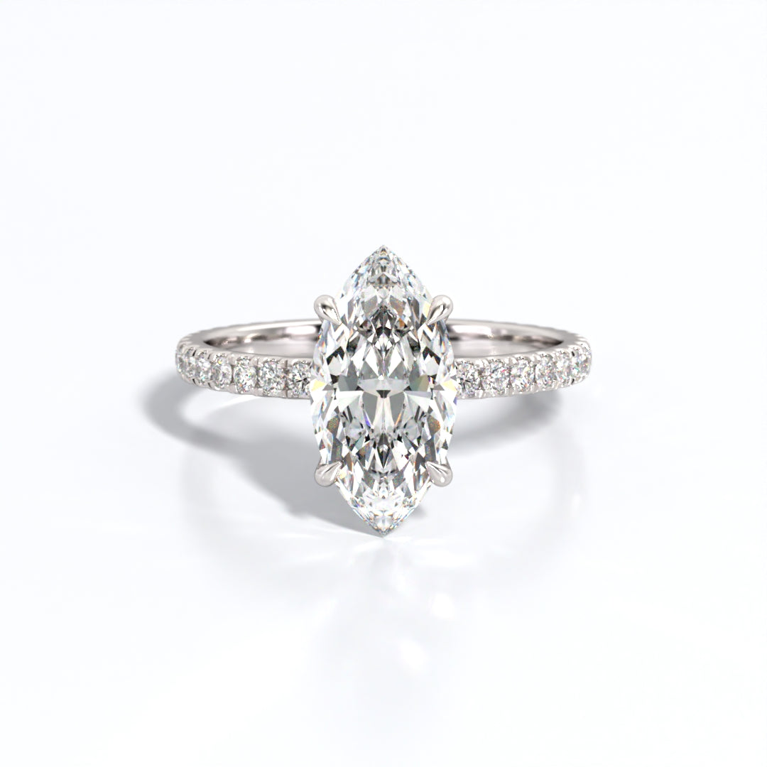 2.5 ctw Marquis Lab Grown Diamond Band Engagement Ring