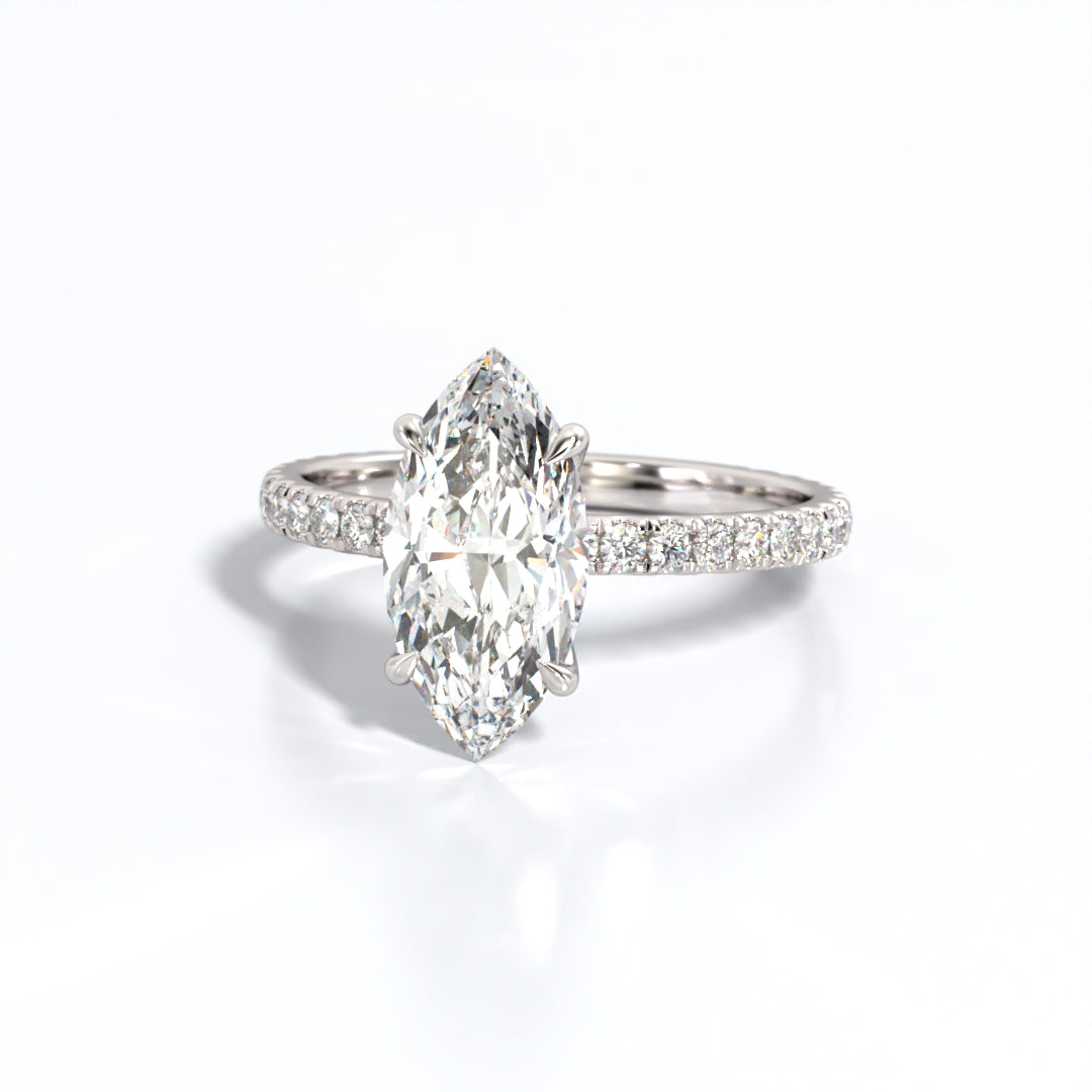 2.5 ctw Marquis Lab Grown Diamond Band Engagement Ring