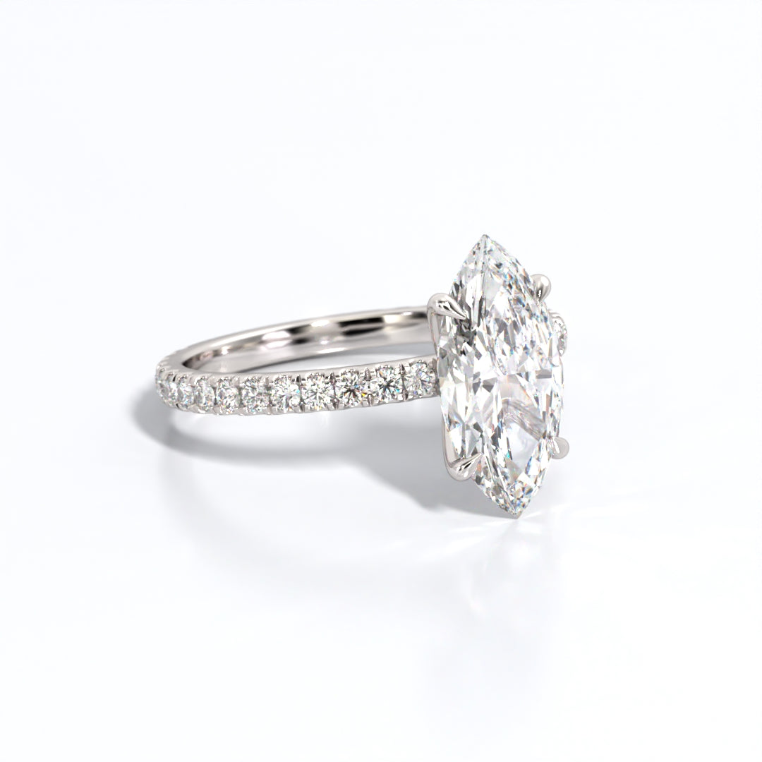 2.5 ctw Marquis Lab Grown Diamond Band Engagement Ring