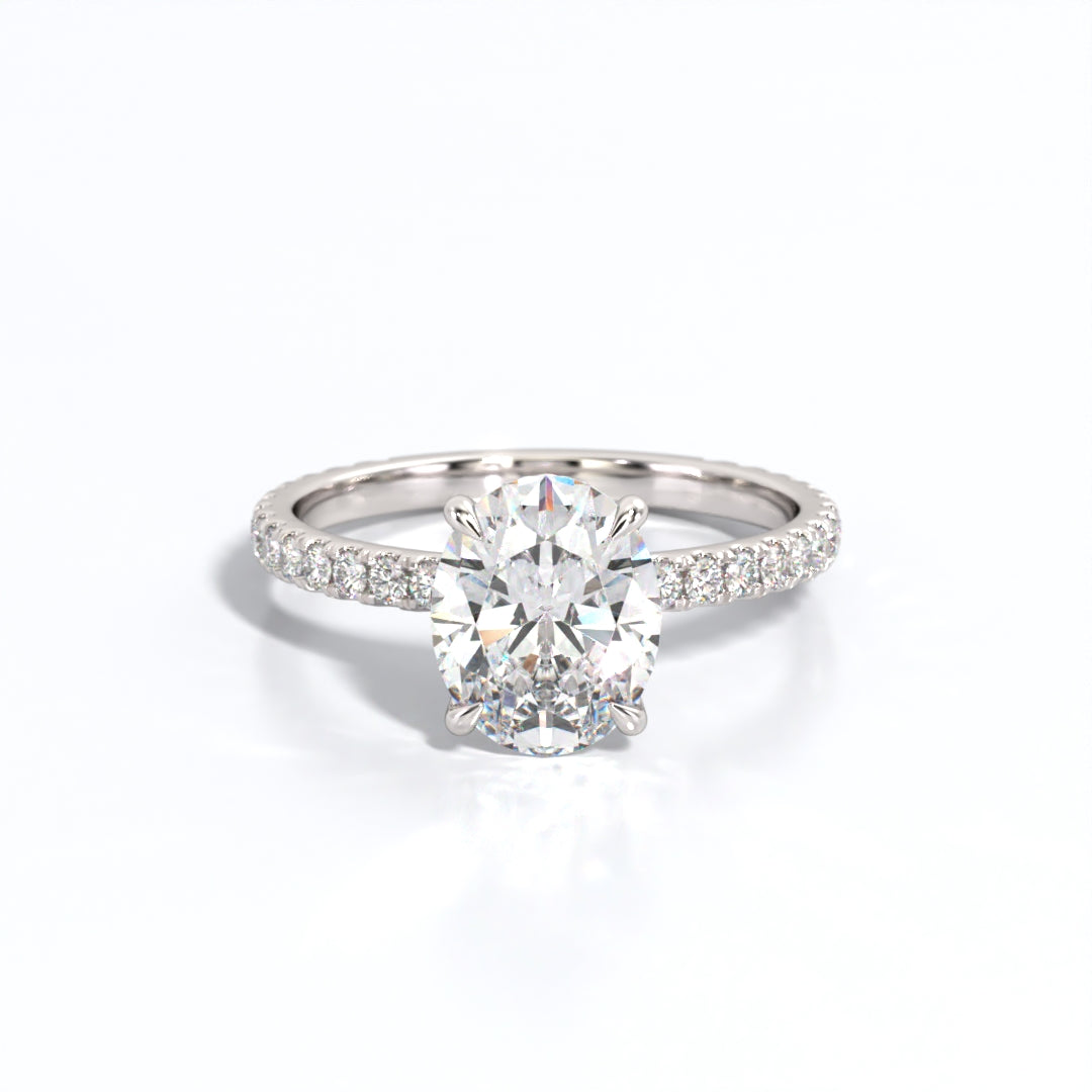 2.5 ctw Oval Lab Grown Diamond Band Engagement Ring