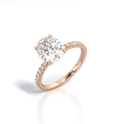 2.5 ctw Oval Lab Grown Diamond Band Engagement Ring