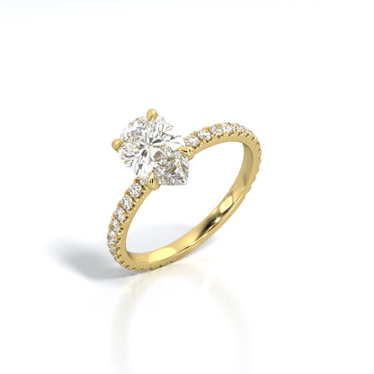 2.5 ctw Pear Lab Grown Diamond Band Engagement Ring