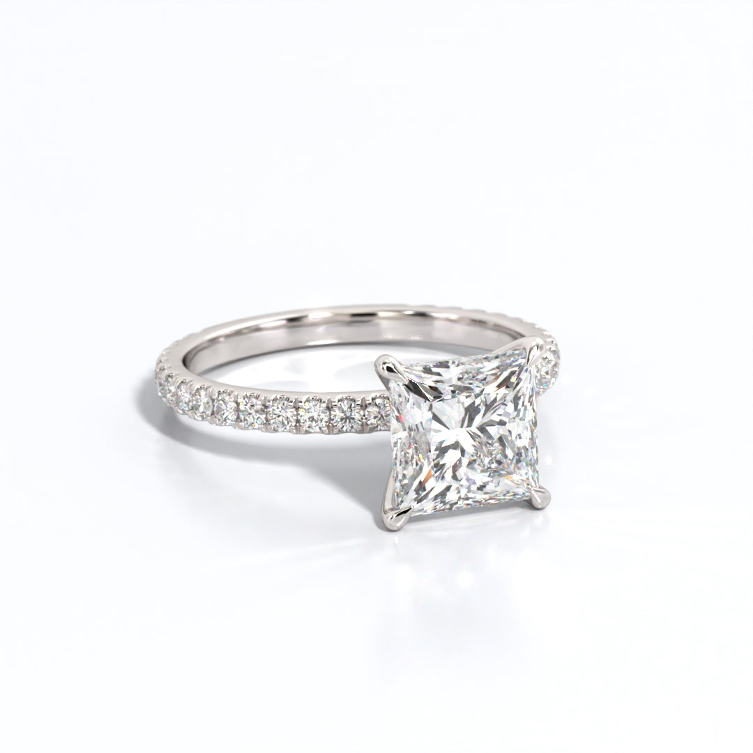 2.5 ctw Princess Lab Grown Diamond Band Engagement Ring