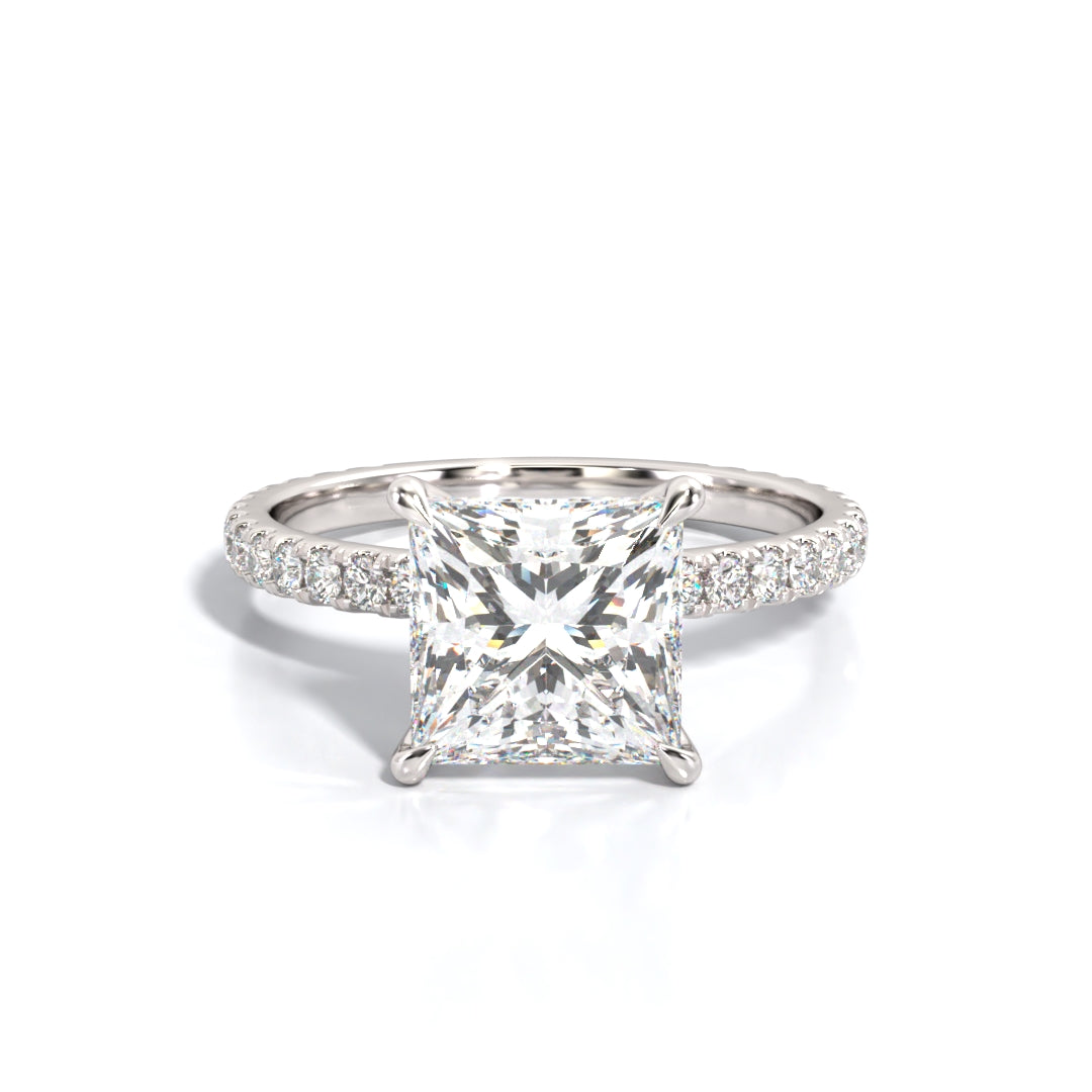 2.5 ctw Princess Lab Grown Diamond Band Engagement Ring