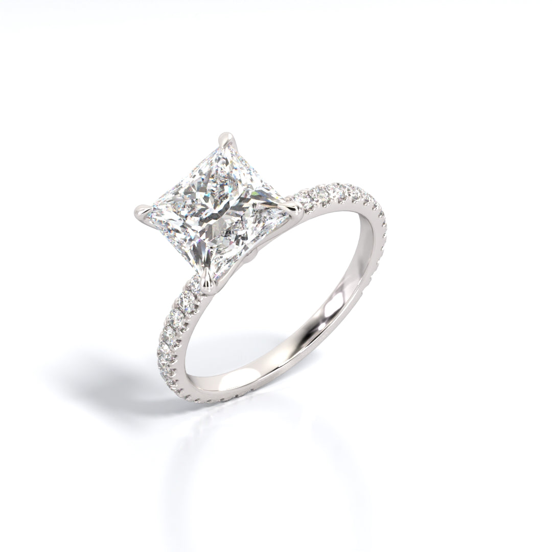 2.5 ctw Princess Lab Grown Diamond Band Engagement Ring